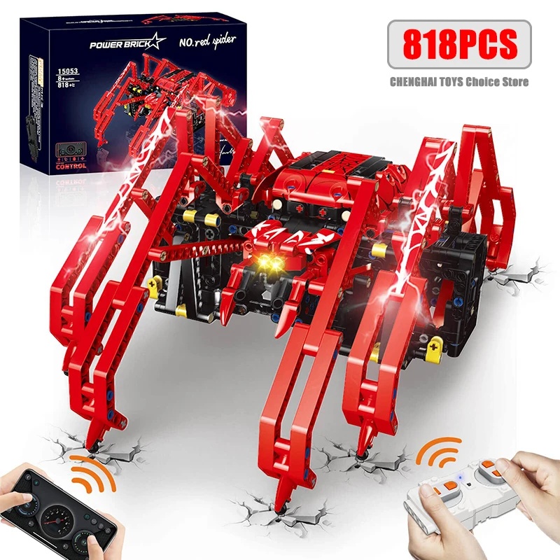 Stem Robotics Kit - 818pcs Remote Control Red Spider STEM