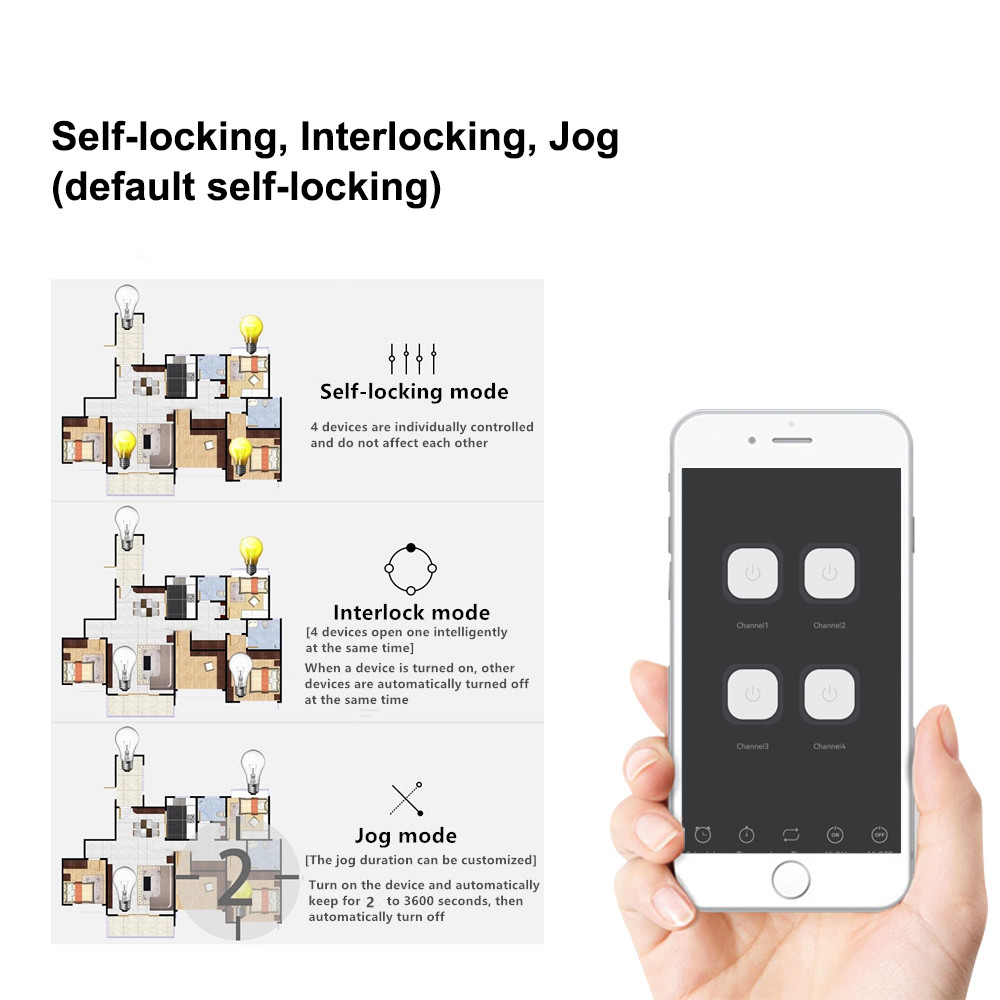 Smart Light Switch Wifi - 4CH Smart WiFi Relay Module Dry