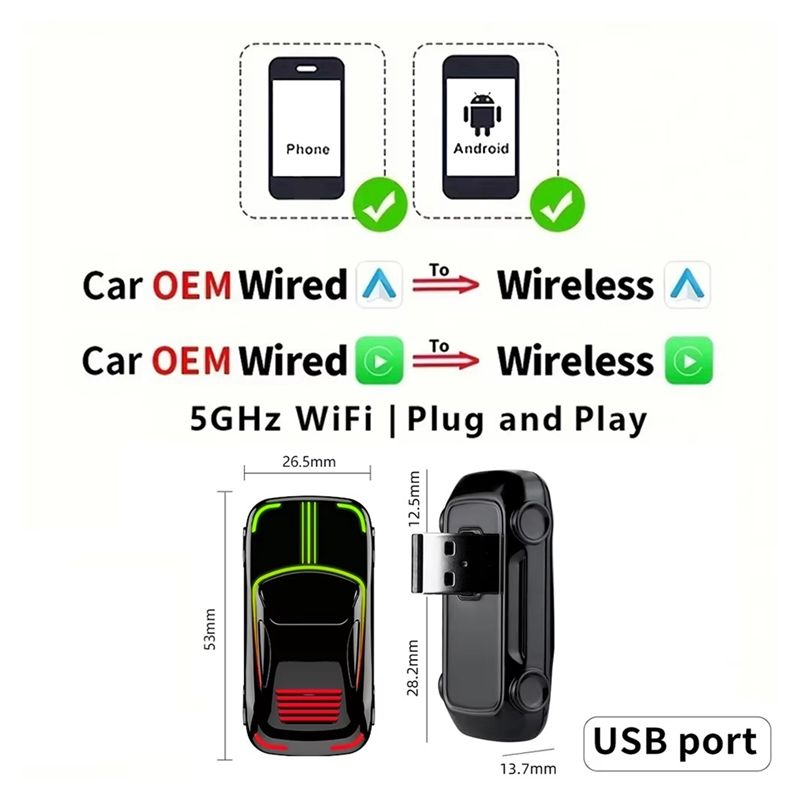 Wireless Carplay Adapter Andro - Wifi Smart Plug recension och pris