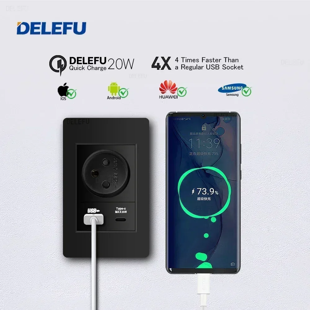 DELEFU Black Retardant PC Isra - Smart Light Switch Wifi recension och pris